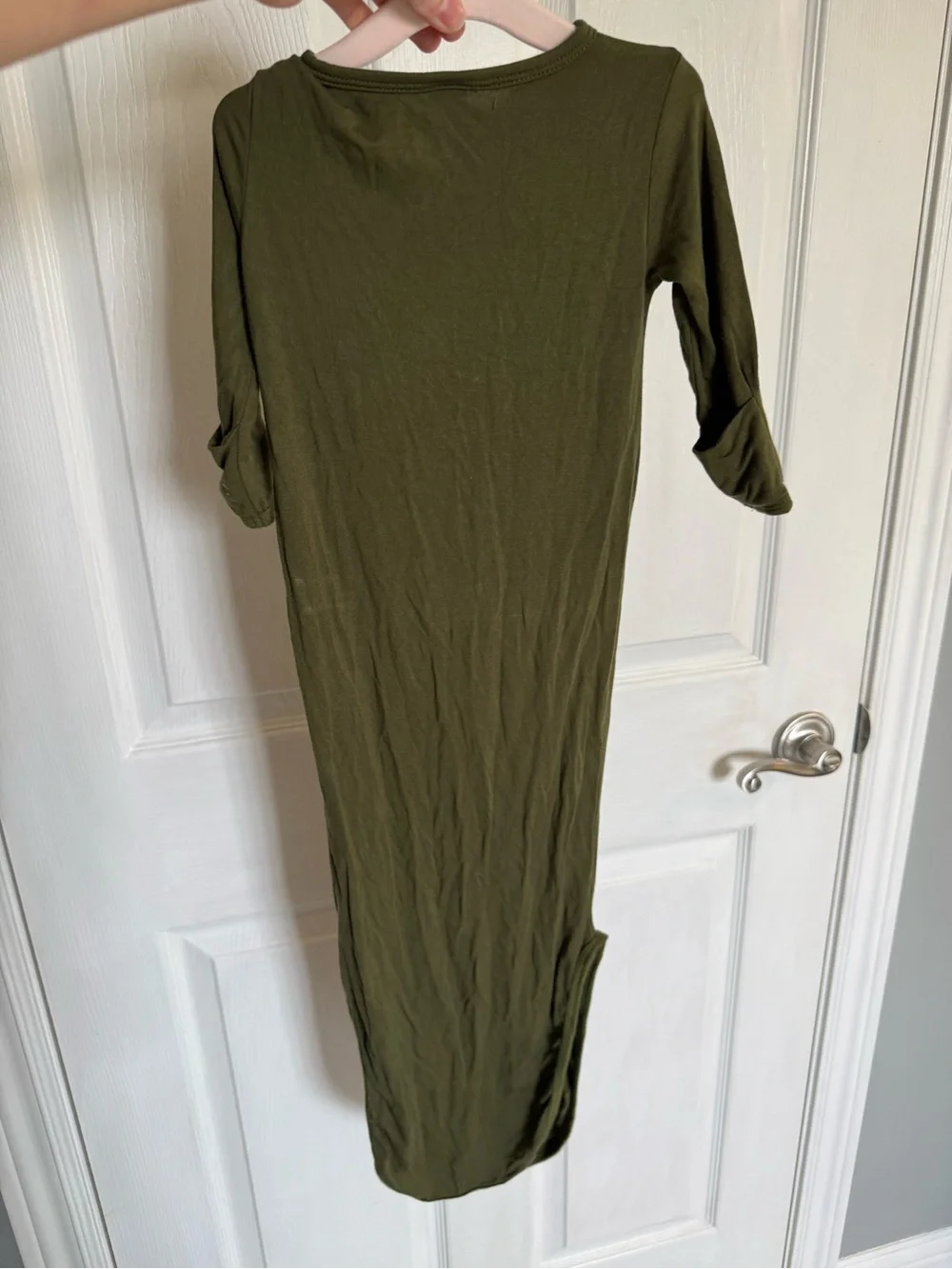 Lou Lou & Co Riley Knotted Bamboo Gown - Olive Green Pajama size 3-6 months